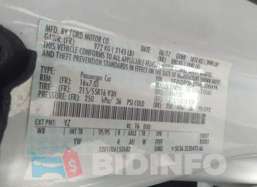 1FADP3F27HL300416 Photo# 9