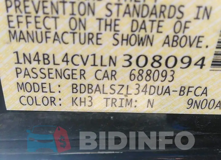 1N4BL4CV1LN308094 Photo# 9