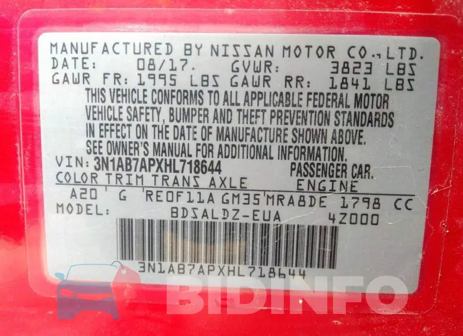 3N1AB7APXHL718644 Photo# 9
