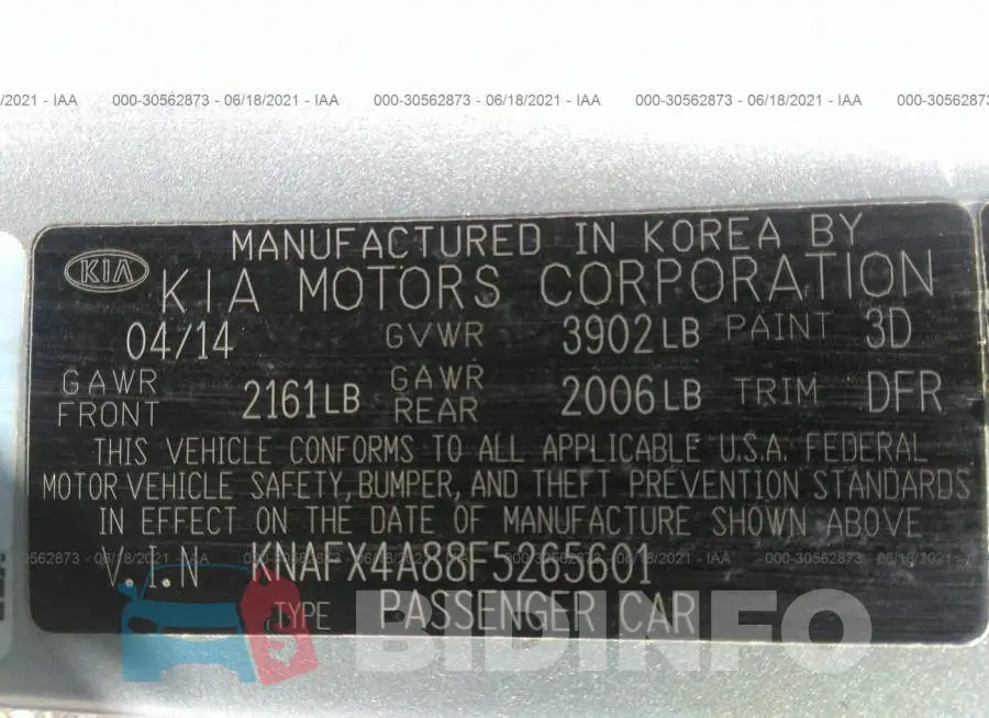KNAFX4A88F5265601 Photo# 9