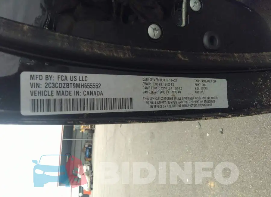 2C3CDZBT9MH655552 Photo# 9