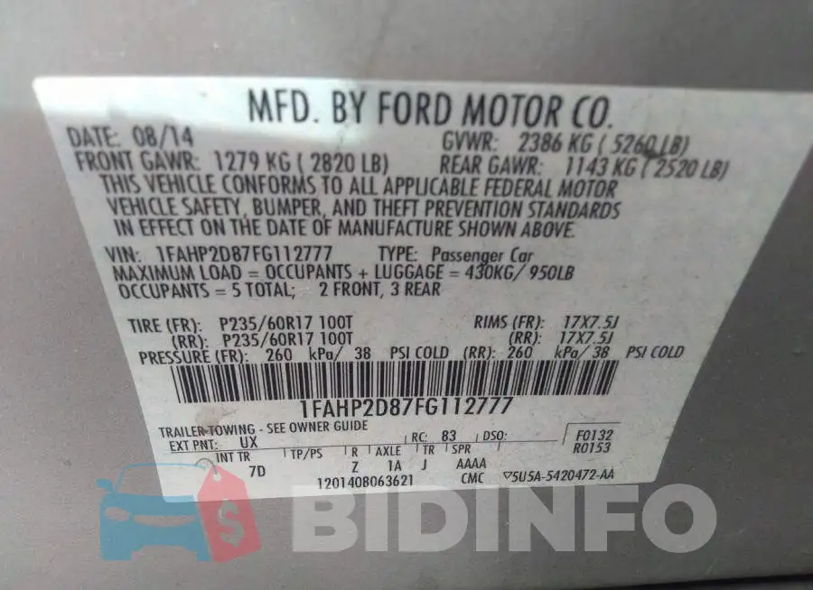 1FAHP2D87FG112777 Photo# 9