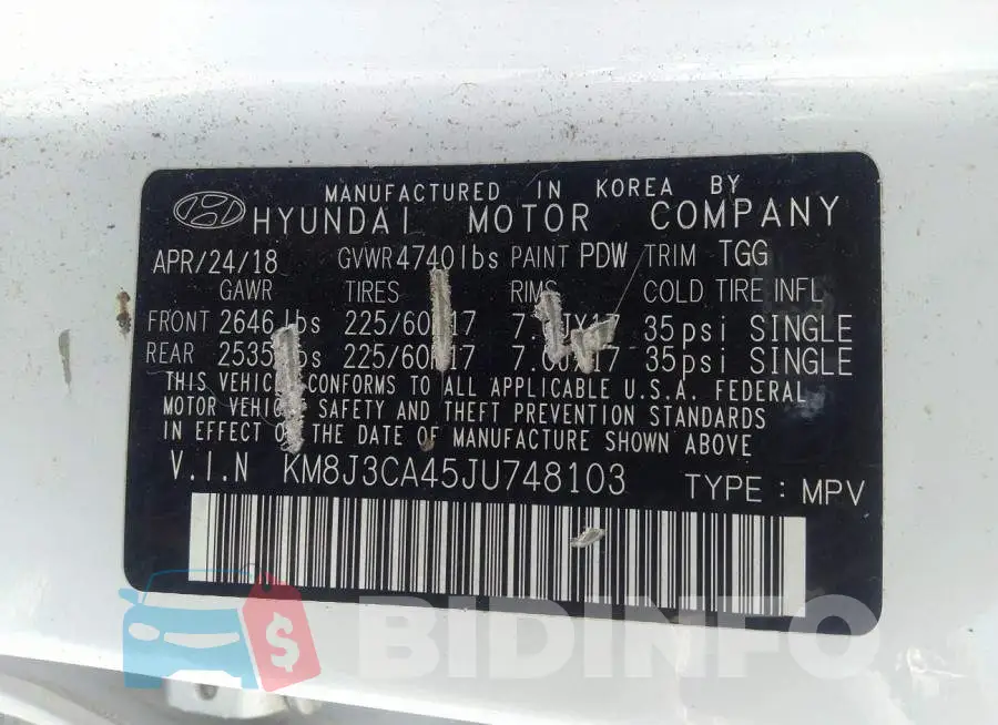KM8J3CA45JU748103 Photo# 9
