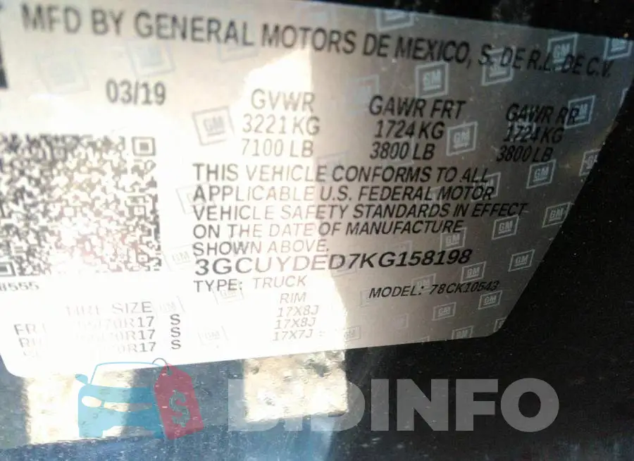 3GCUYDED7KG158198 Photo# 9
