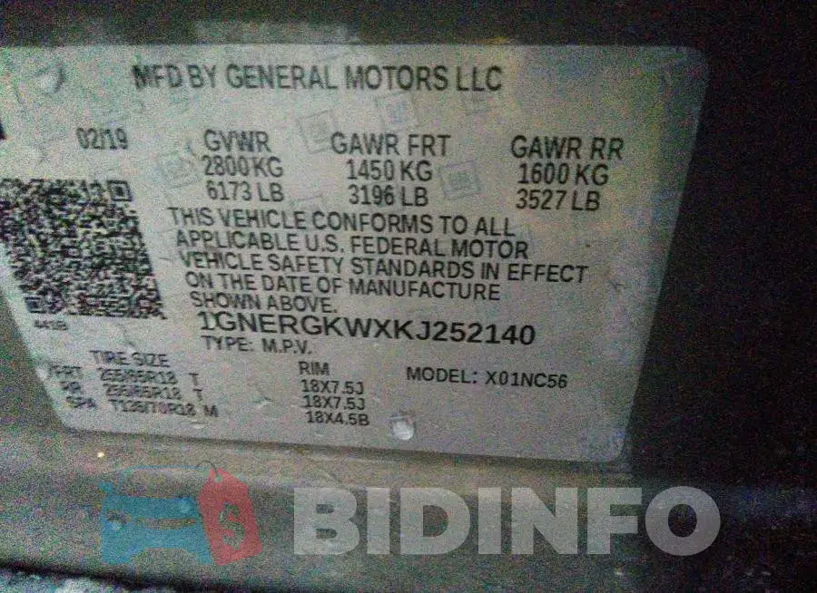 1GNERGKWXKJ252140 Photo# 9