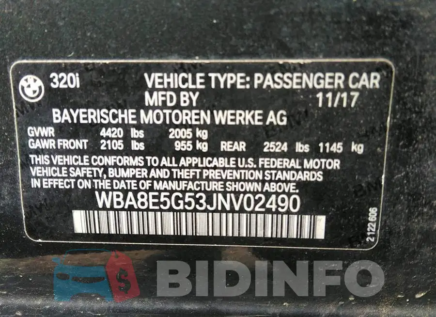 WBA8E5G53JNV02490 Photo# 9