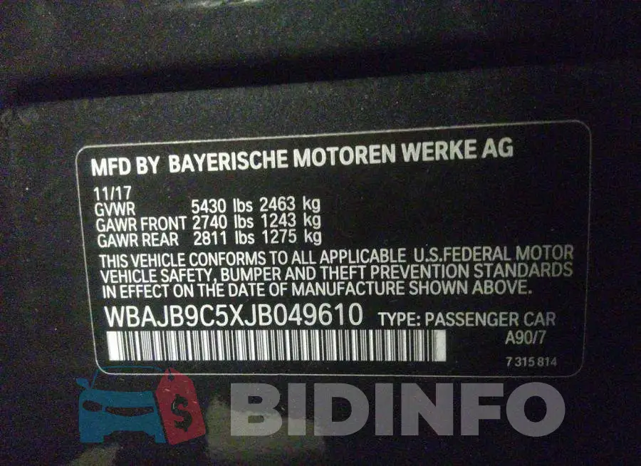 WBAJB9C5XJB049610 Photo# 9