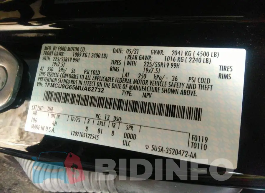 1FMCU9G65MUA62732 Photo# 9