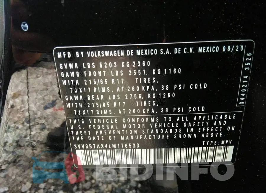 3VV3B7AX4LM176533 Photo# 9