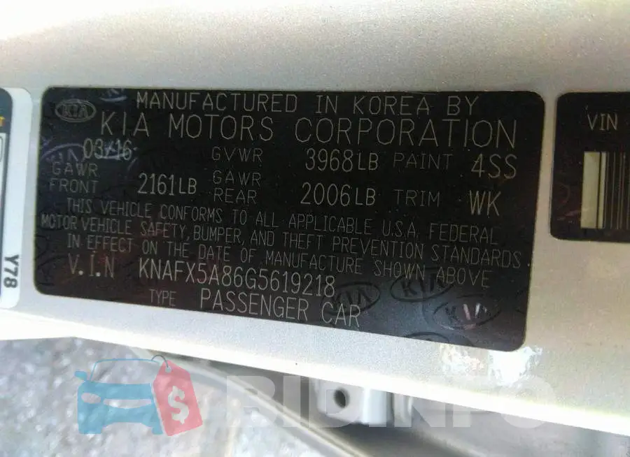 KNAFX5A86G5619218 Photo# 9