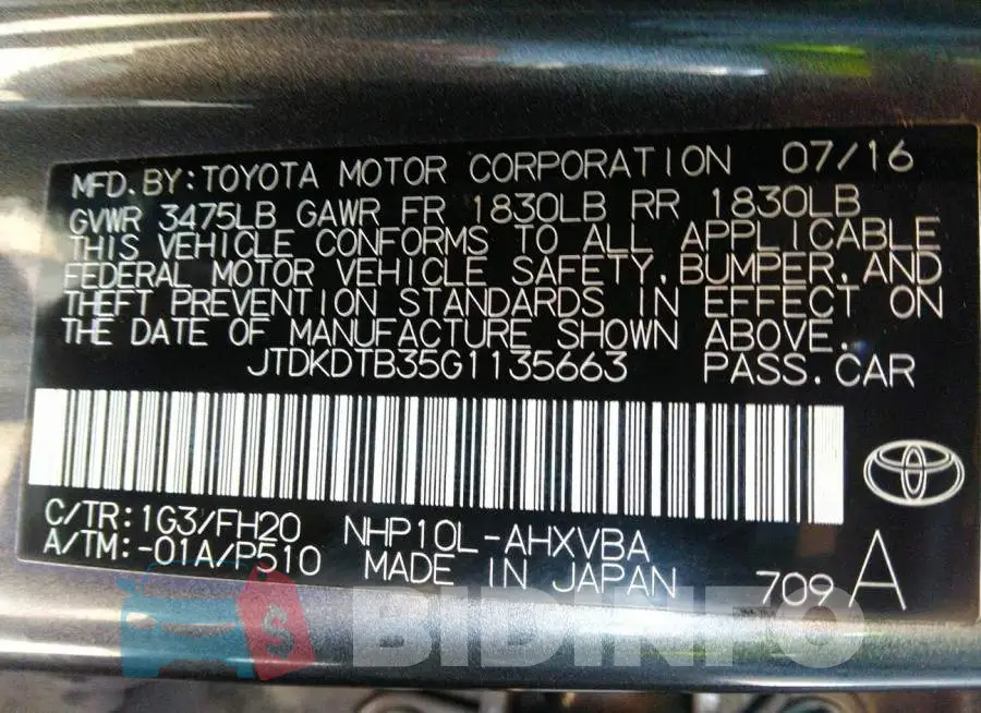 JTDKDTB35G1135663 Photo# 9