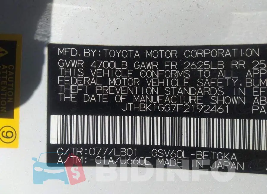 JTHBK1GG7F2192461 Photo# 9