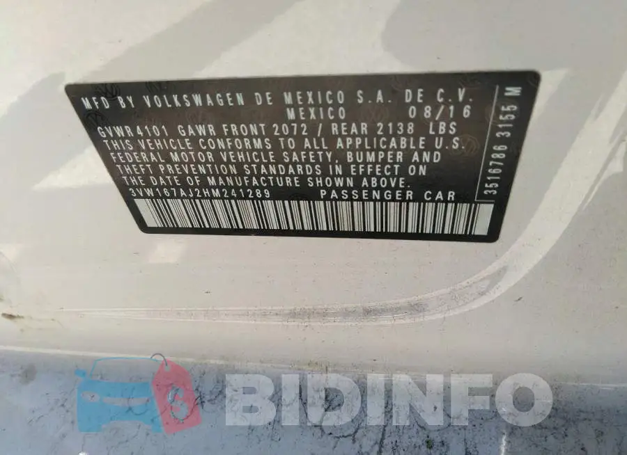 3VW167AJ2HM241289 Photo# 9