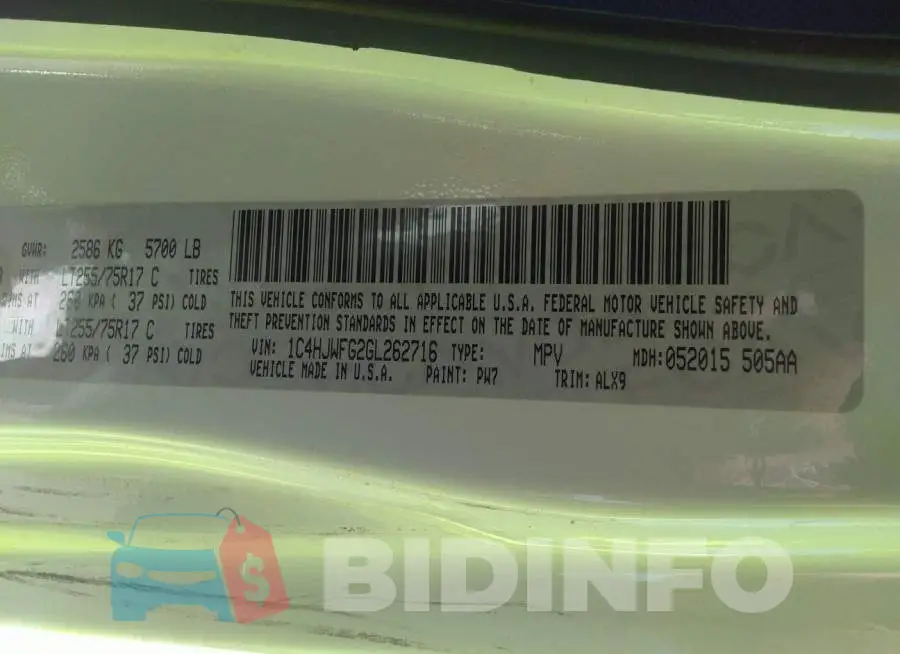 1C4HJWFG2GL262716 Photo# 9