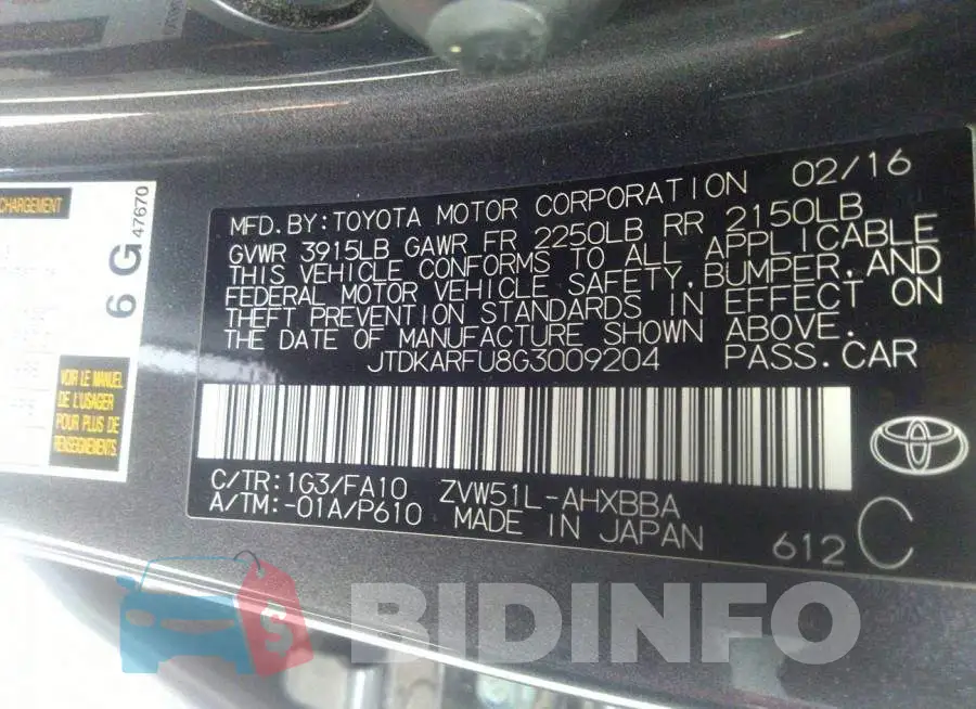 JTDKARFU8G3009204 Photo# 9