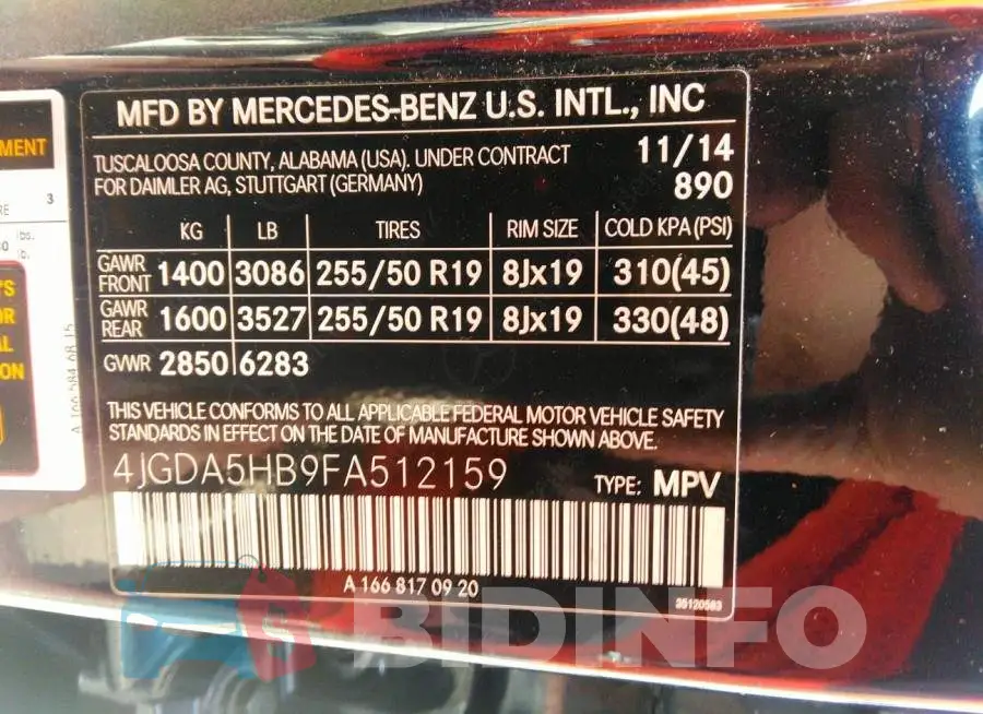4JGDA5HB9FA512159 Photo# 9
