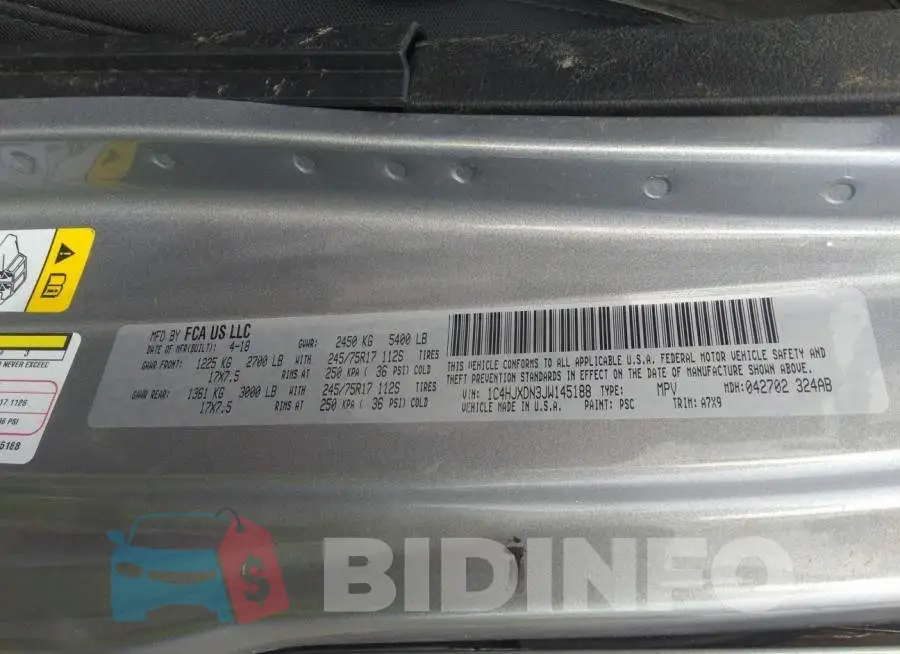 1C4HJXDN3JW145188 Photo# 9