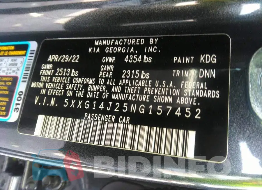 5XXG14J25NG157452 Photo# 9