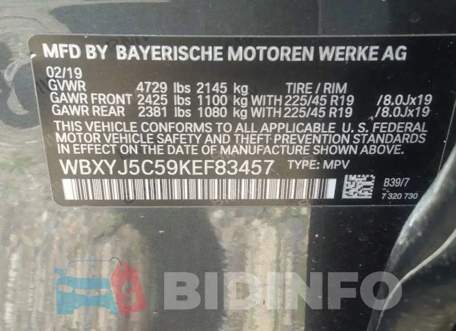WBXYJ5C59KEF83457 Photo# 9