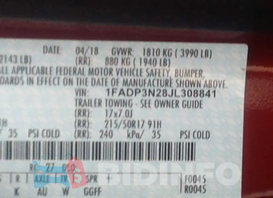 1FADP3N28JL308841 Photo# 9