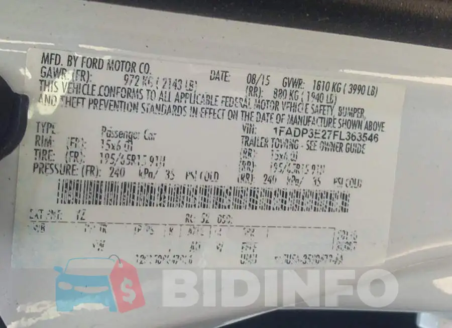 1FADP3E27FL363546 Photo# 9