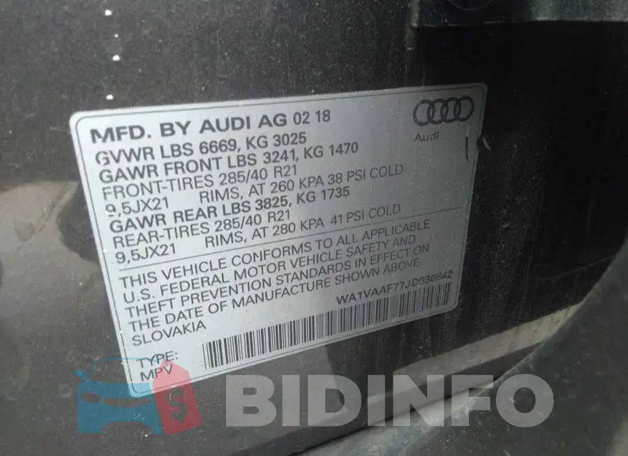 WA1VAAF77JD030842 Photo# 9