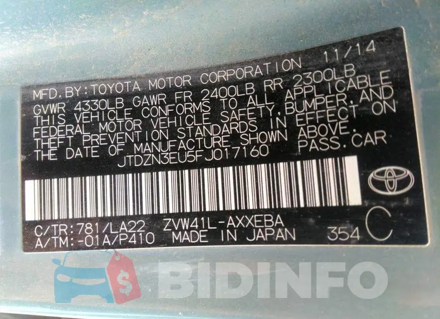 JTDZN3EU5FJ017160 Photo# 9