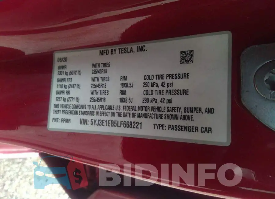 5YJ3E1EB5LF668221 Photo# 9