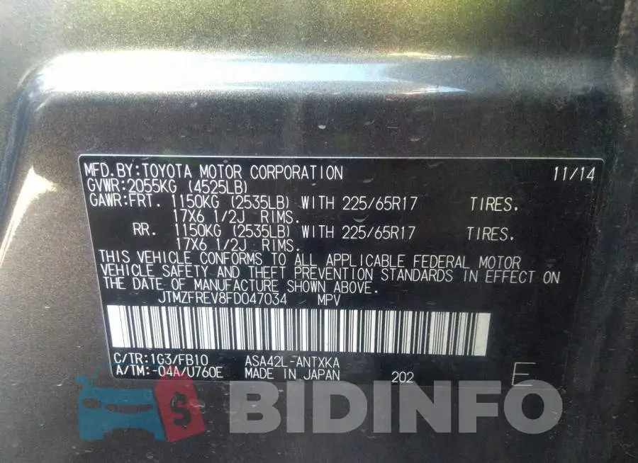JTMZFREV8FD047034 Photo# 9