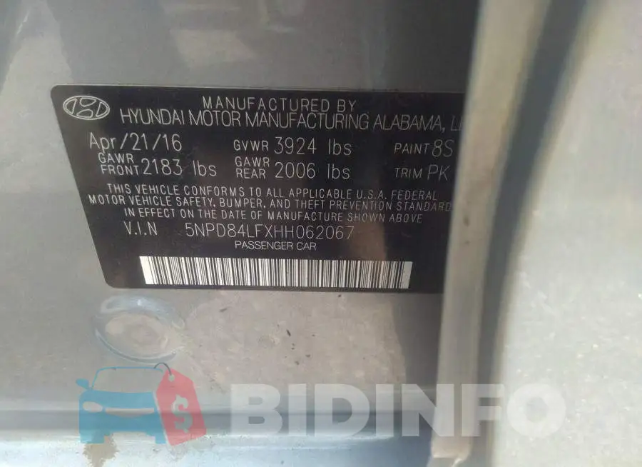 5NPD84LFXHH062067 Photo# 9