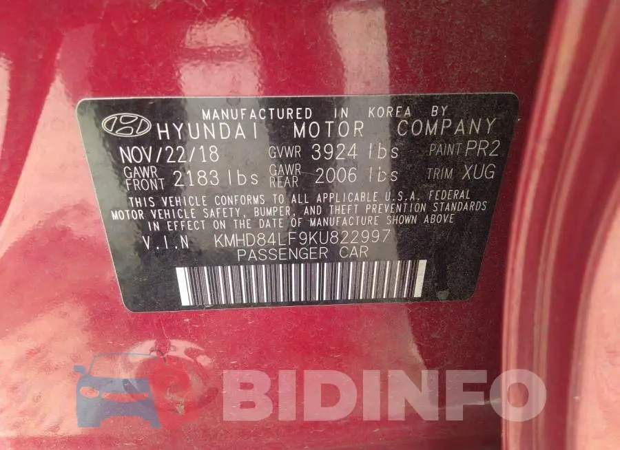 KMHD84LF9KU822997 Photo# 9