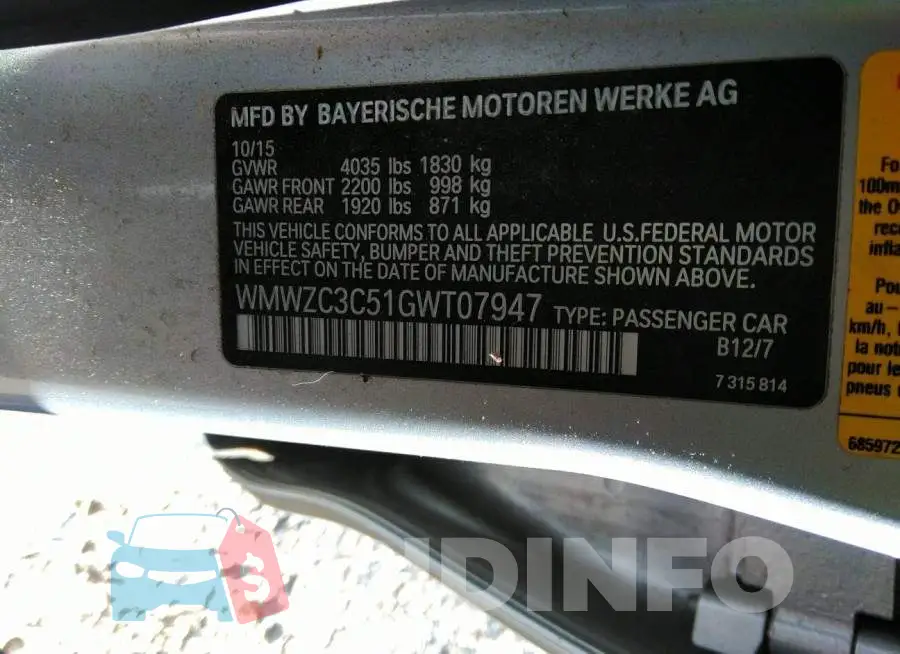 WMWZC3C51GWT07947 Photo# 9
