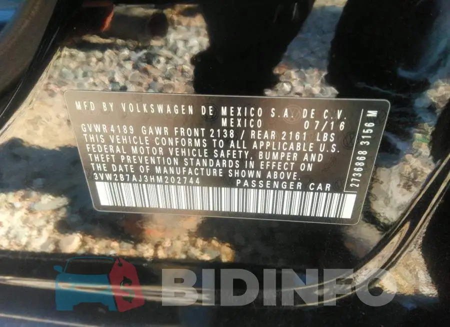 3VW2B7AJ3HM202744 Photo# 9