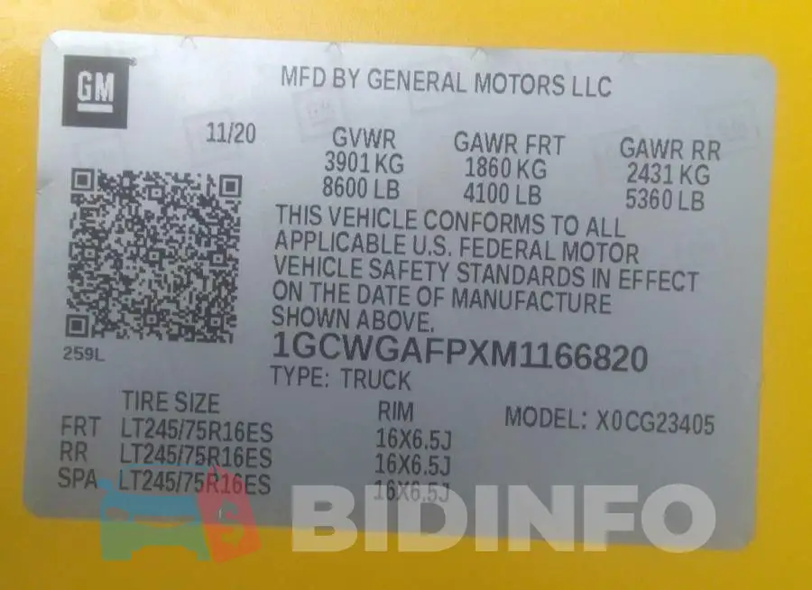 1GCWGAFPXM1166820 Photo# 9