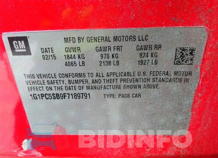 1G1PC5SB9F7189791 Photo# 9