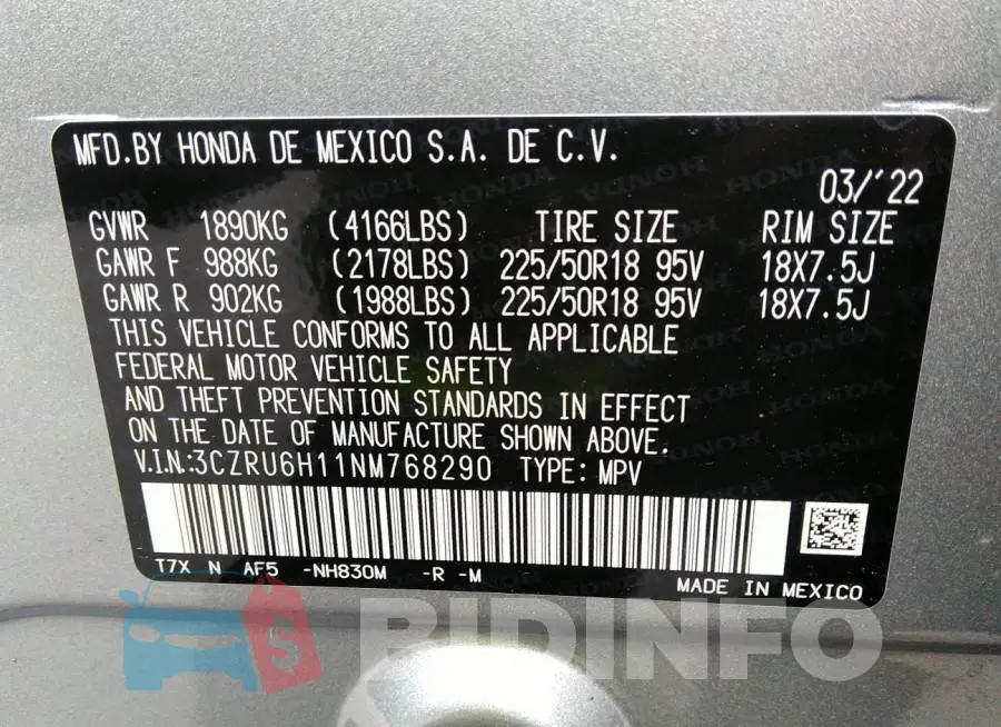 3CZRU6H11NM768290 Photo# 9