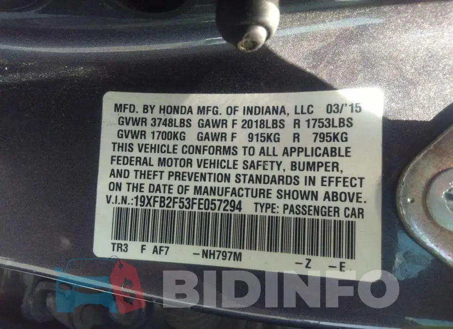 19XFB2F53FE057294 Photo# 9