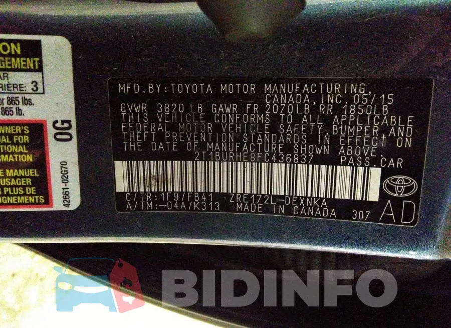 2T1BURHE8FC436837 Photo# 9