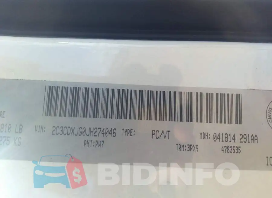 2C3CDXJG0JH274046 Photo# 9