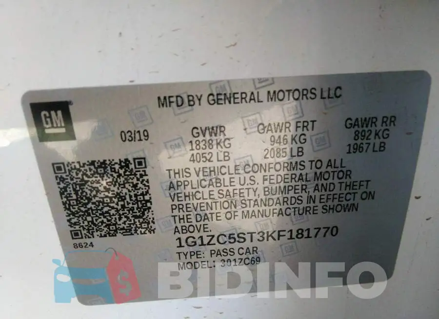 1G1ZC5ST3KF181770 Photo# 9
