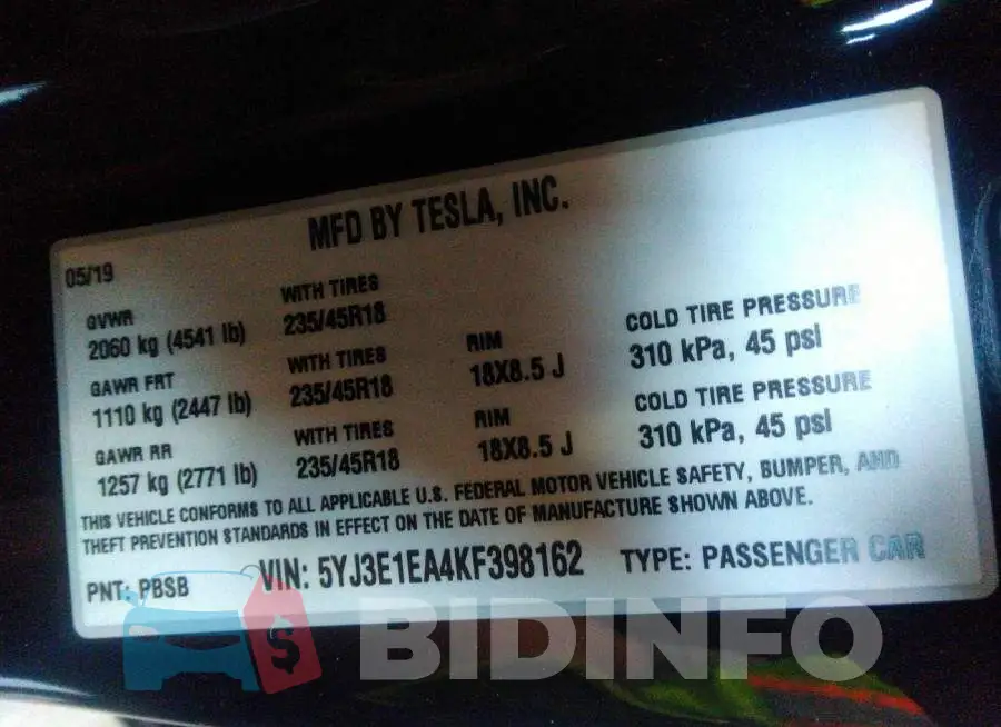 5YJ3E1EA4KF398162 Photo# 9