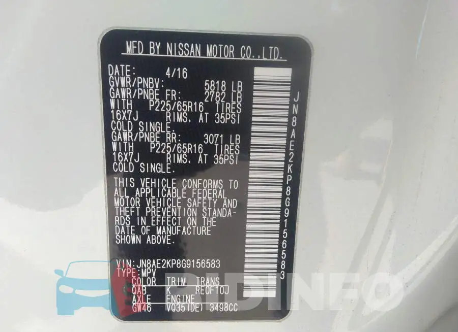 JN8AE2KP8G9156583 Photo# 9