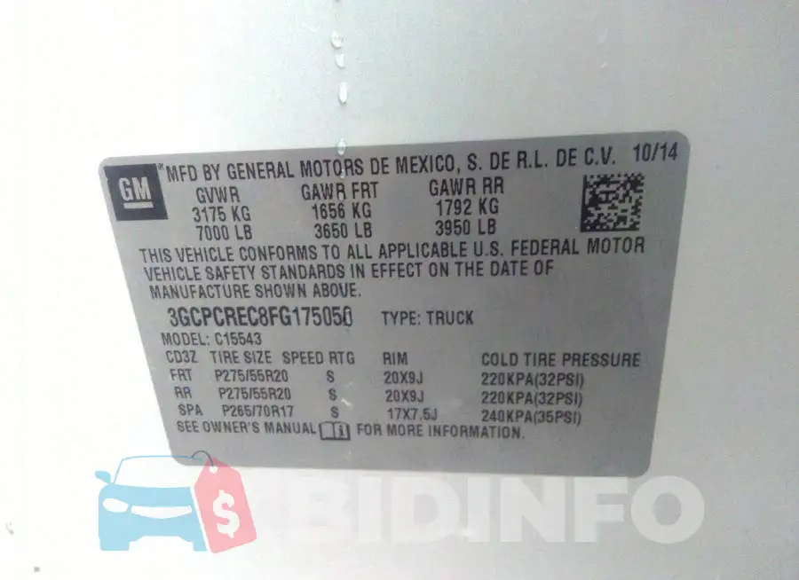 3GCPCREC8FG175050 Photo# 9