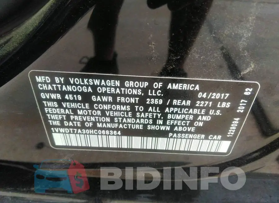 1VWDT7A30HC068364 Photo# 9