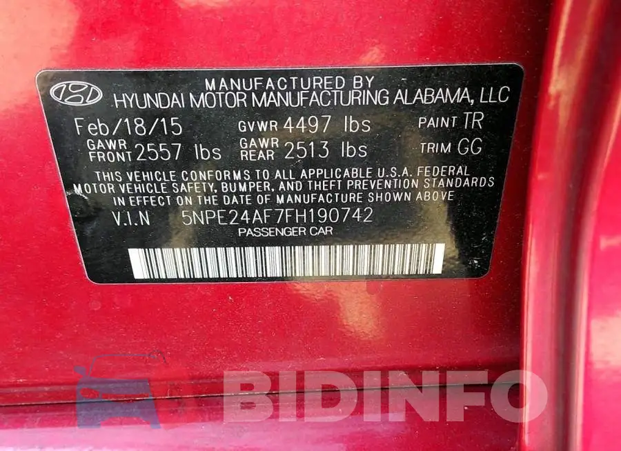 5NPE24AF7FH190742 Photo# 9