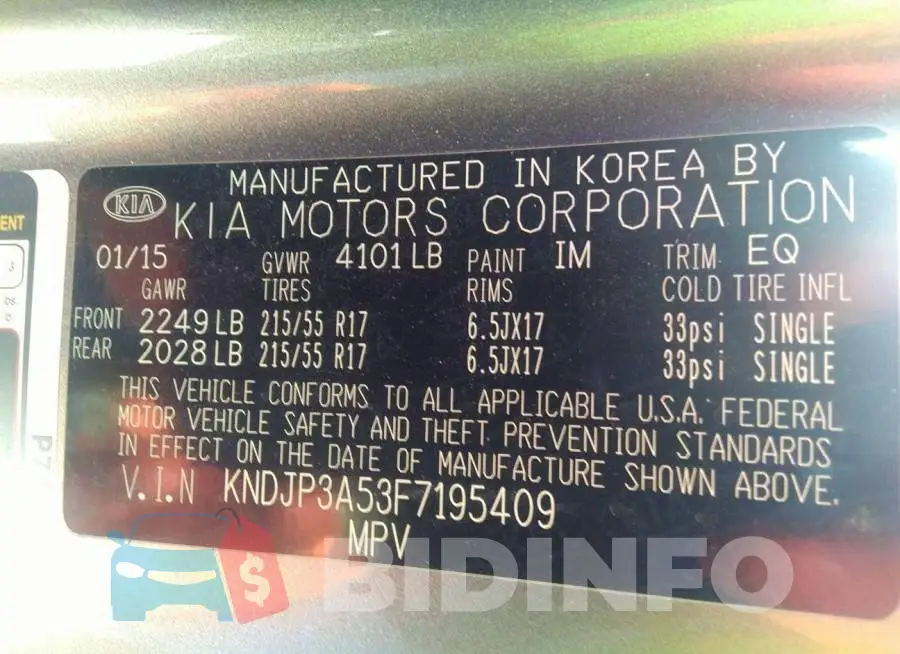 KNDJP3A53F7195409 Photo# 9
