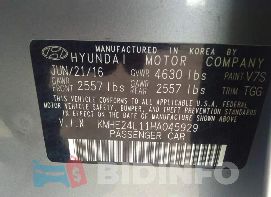 KMHE24L11HA045929 Photo# 9