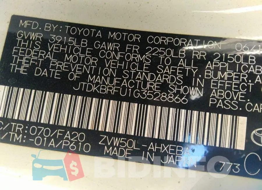 JTDKBRFU1G3528866 Photo# 9