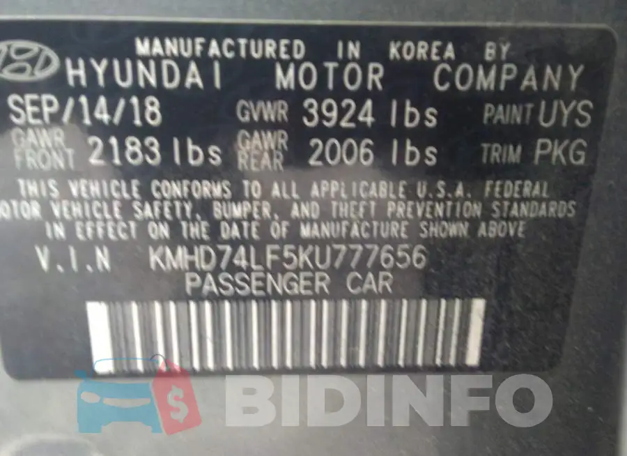 KMHD74LF5KU777656 Photo# 9