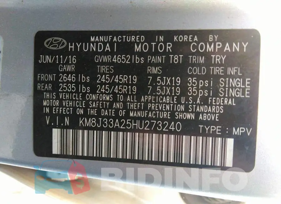 KM8J33A25HU273240 Photo# 9